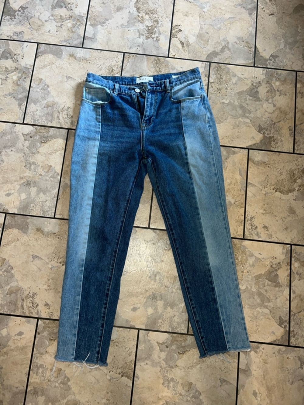 PacSun Two-Tone Blue Colorblock Skinny Jeans
